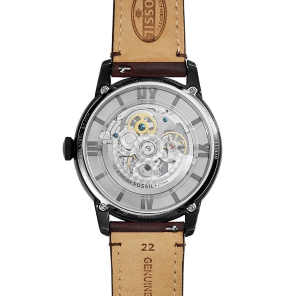 TOWNSMAN AUTOMATIC DARK BROWN LEATHER WATCH - Picture 3 of 3